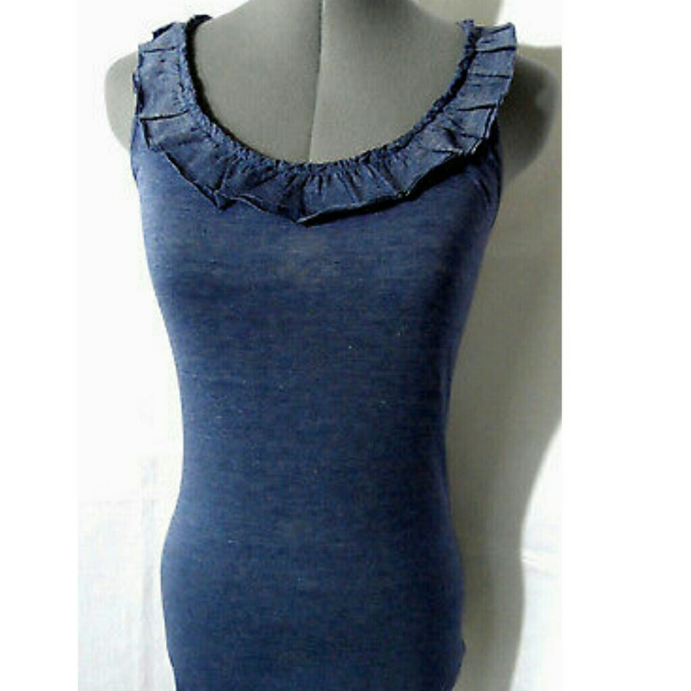 New ACTIVE BASICS Ruffled Tank top M Blue athletic